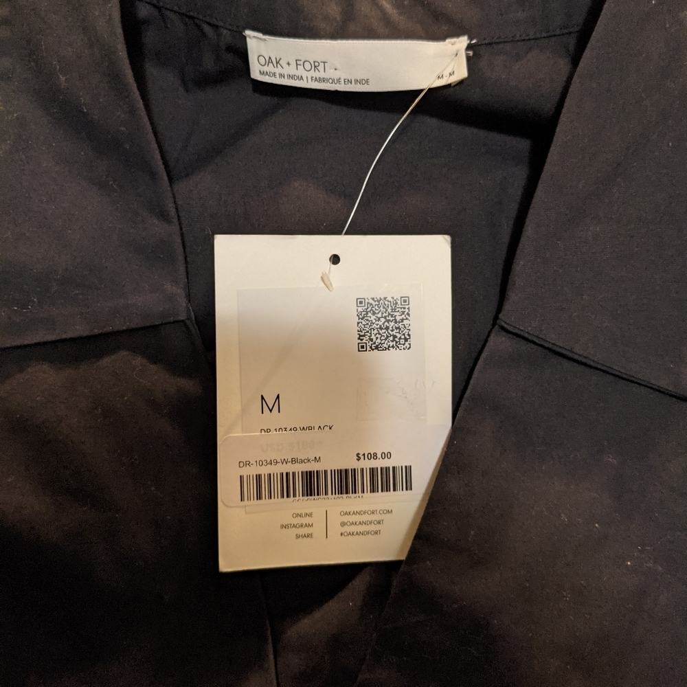 OAK  + FORT | Black Tiered Cut-Out 100% Cotton Midi Dress (Size M) - Picture 11 of 12
